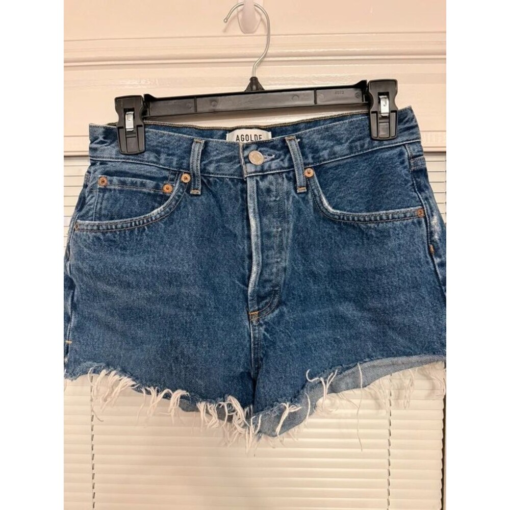 Agolde Parker Denim Cutoff Shorts Women’s Size 25 Blue Distressed Raw Hem